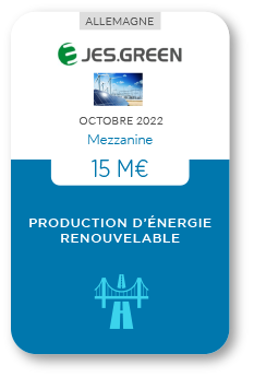 Financement Zencap AM : production d'énergie renouvelable JES.GREEN 10/2022